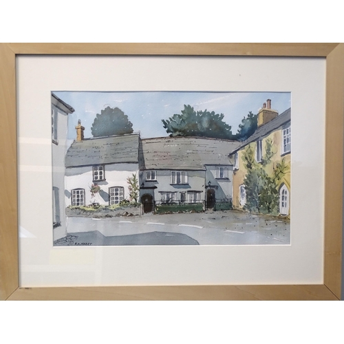 117 - R A Mabey, 'Cottages, Buckland', a signed watercolour, framed, 30 x 47cm.