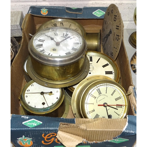 25 - A collection of eight brass-framed ships clocks, all in need of repair, (8).