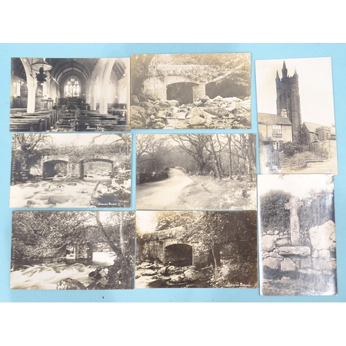 48 - Six W R Gay RP postcards of Little Hempston: the bridge (x2), church (x2) and village (x2), together... 