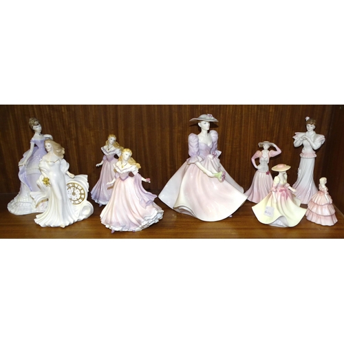 59 - A collection of five Coalport figurines: Barbara Ann, May Ball, Celebration Time, Minuetts-Michelle ... 