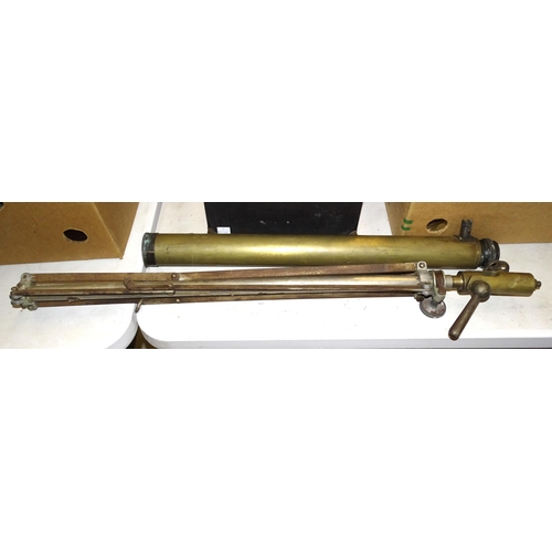 71 - A brass tank gunsight by Ross, London, no.65607, 68.5cm long, (a/f), together with a brass and metal... 