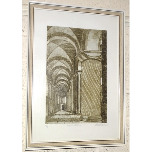 122 - After Valerie Thornton (1931-1991), 'Norwich Cathedral', a limited-edition etching, signed, titled a... 