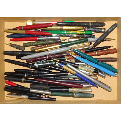 146 - A collection of various fountain pens, propelling pencils and ballpoint pens, (many a/f).... 