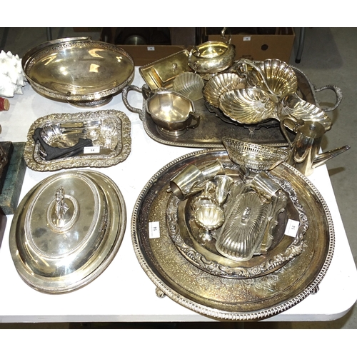 14 - A collection of silver plate and metal ware, including entrée dishes and cased flatware.... 