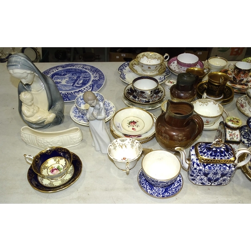 18 - A collection of 19th century and later tea ware, with other miscellaneous ceramics.