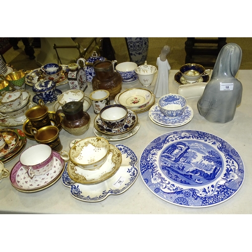 18 - A collection of 19th century and later tea ware, with other miscellaneous ceramics.