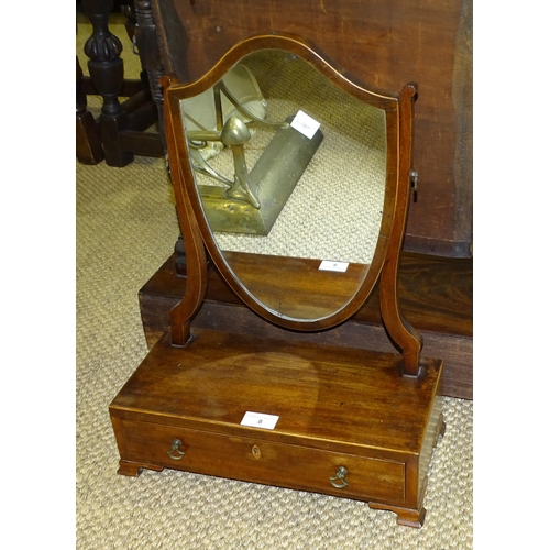 8 - A Georgian mahogany bow-fronted dressing table mirror fitted with three drawers and rectangular mirr... 