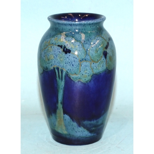 109 - A William Moorcroft 'Moonlit Blue' small baluster vase, with painted initials and impressed 'Made in... 