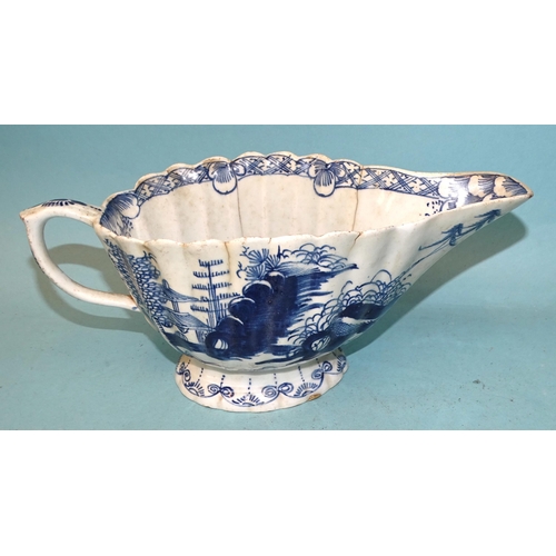 118 - A group of 18th century blue and white porcelain, including first period Worcester teapot (with odd ... 