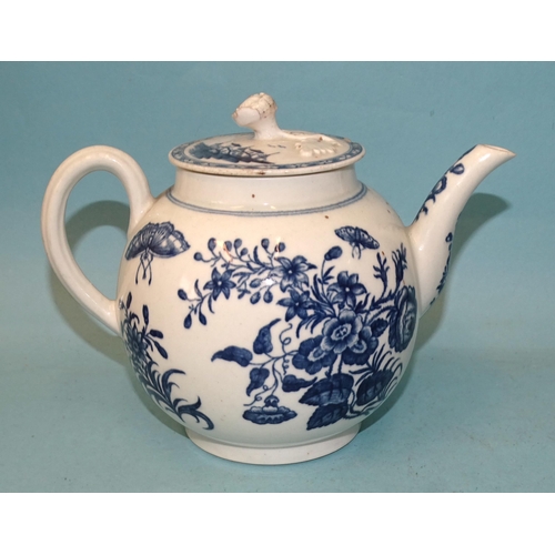 118 - A group of 18th century blue and white porcelain, including first period Worcester teapot (with odd ... 