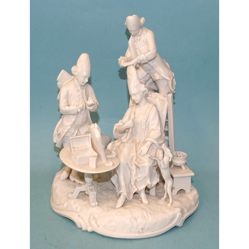 119 - An early-20th century Nymphenburg porcelain figural group of a lady with attendants, 22cm high.... 