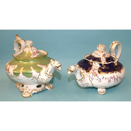 122 - Two mid-19th century English porcelain teapots and covers, possibly H R Daniel, (one cracked).... 