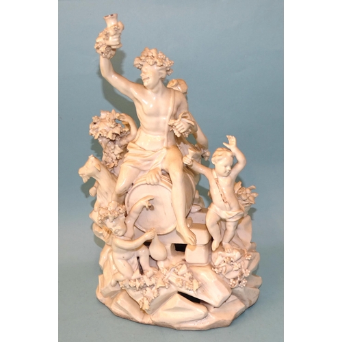 123 - A late-18th century Continental porcelain 'wine-drinking' group of revellers, possibly Doccia, (slig... 