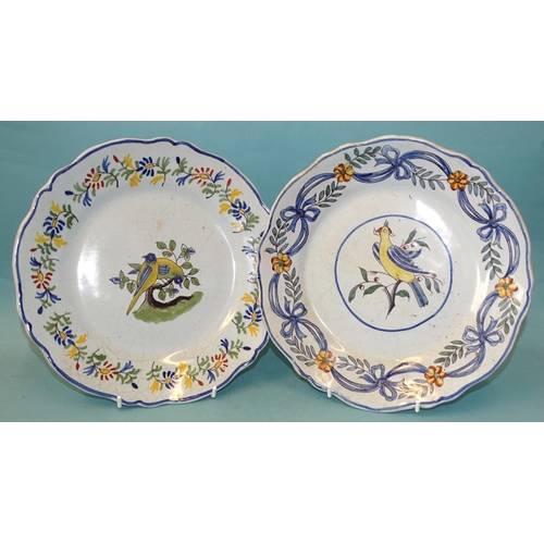 124 - Four 19th century French Faience plates, probably Rouen, (one marked), 24cm diameter.... 