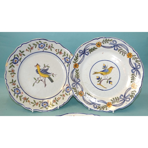 124 - Four 19th century French Faience plates, probably Rouen, (one marked), 24cm diameter.... 