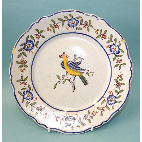 124 - Four 19th century French Faience plates, probably Rouen, (one marked), 24cm diameter.... 