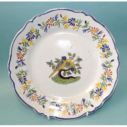 124 - Four 19th century French Faience plates, probably Rouen, (one marked), 24cm diameter.... 