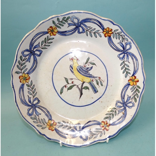 124 - Four 19th century French Faience plates, probably Rouen, (one marked), 24cm diameter.... 