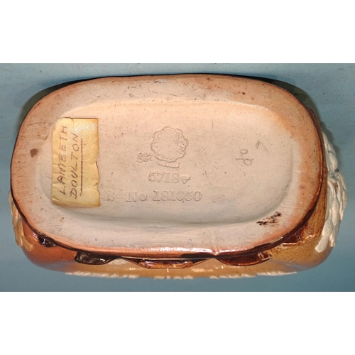 136 - A Doulton Lambeth stoneware whisky flask 'The Unco Guid Liqueur Scotch Whisky', the shoulders with i... 