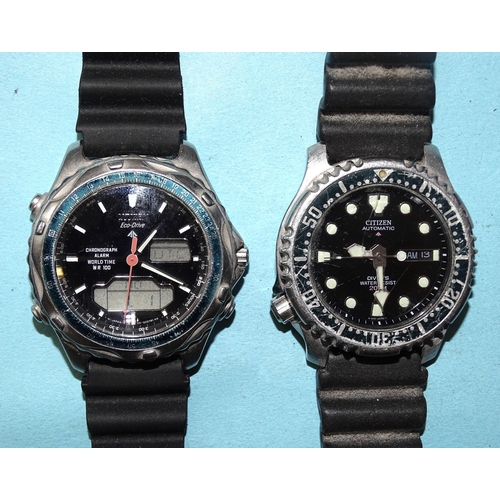 302 - Citizen, an automatic Promaster 200m diver's wrist watch, ref: 8203-824393, the black dial with lumi... 