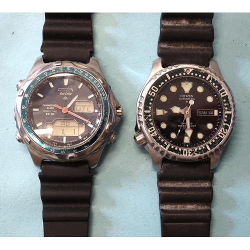 302 - Citizen, an automatic Promaster 200m diver's wrist watch, ref: 8203-824393, the black dial with lumi... 