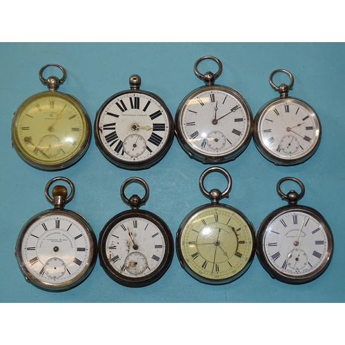 309 - Eight silver-cased open-face pocket watches, (none working).