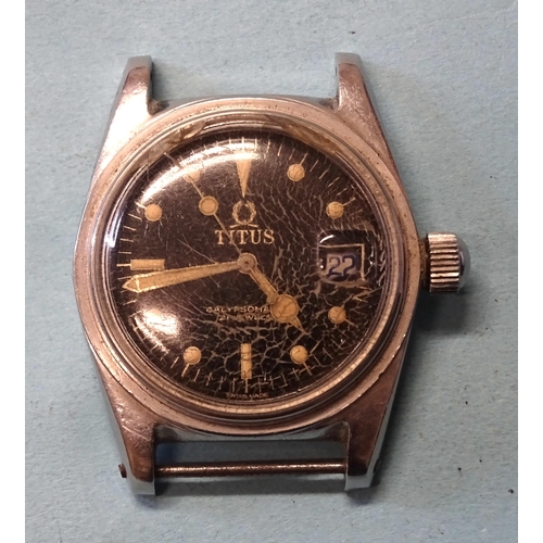 311 - A Titus et Solvil Calypsomatic diver's wrist watch c1960's, ref: 5913, the black dial with dart, bat... 