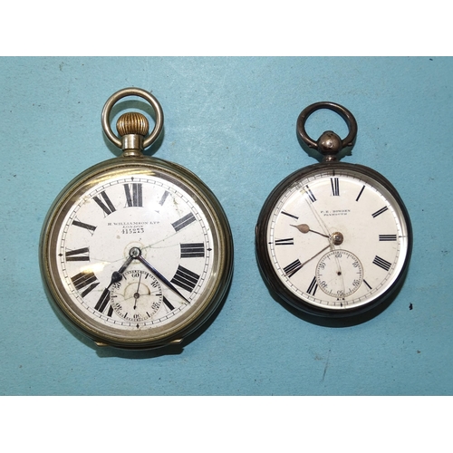 320 - F E Bowden, Plymouth, an open-face silver-cased pocket watch, the fusée movement numbered 29477 and ... 