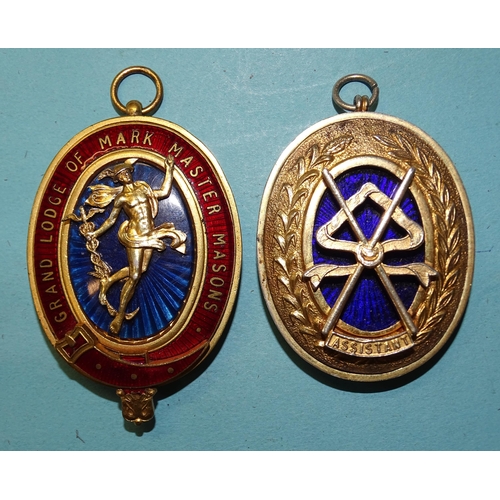 325 - Masonic interest, a gilt metal and enamel Mark Grand Lodge collar jewel and a silver-gilt Craft PAGD... 