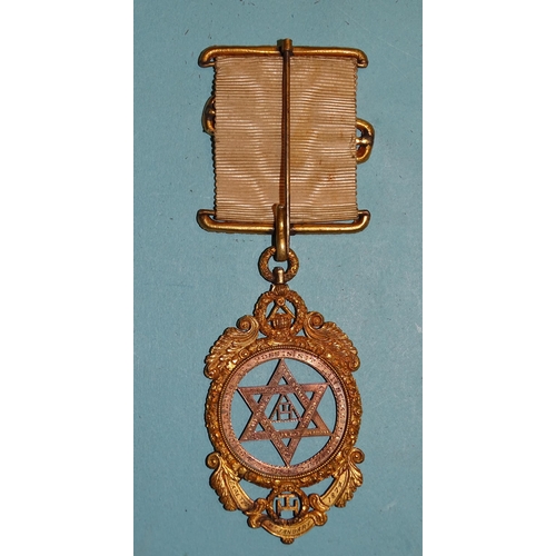 327 - Masonic interest, a Holy Royal Order breast jewel of gilt metal frame, with yellow metal central des... 