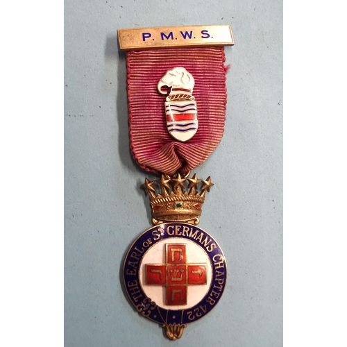 328 - Masonic interest, a Past MWS jewel for the Earl of St Germans Chapter Rose Croix, 100mm high.... 