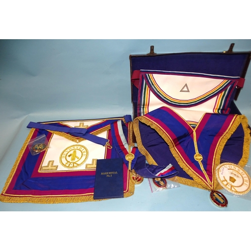 336 - A collection of Provincial Mark MM and Royal Arch Mariner's regalia and a small leather case.... 