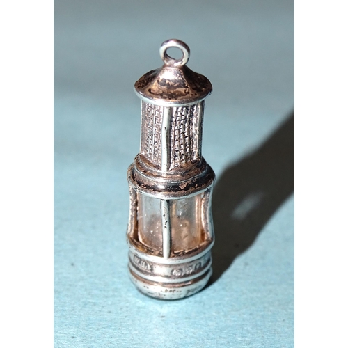 379 - A novelty silver seal in the form of a miner's lamp set bloodstone, maker William Henry Leather, Che... 