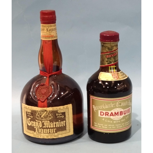 469 - Grand Marnier, 35.2 fl. oz, 70%, high shoulder, one bottle and Drambuie 40%, 50cl, mid-shoulder, one... 