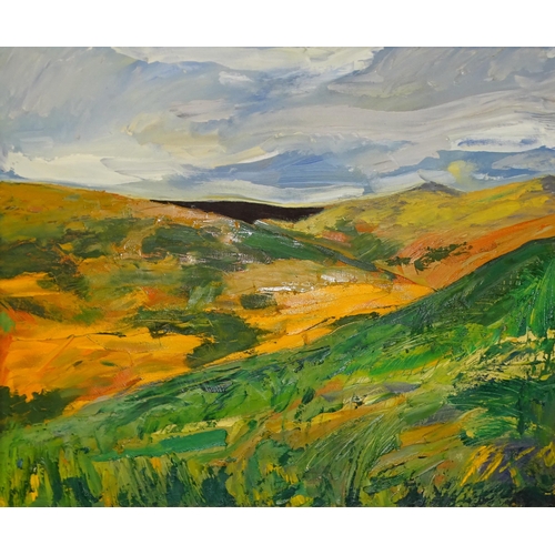 7 - 20th/21st century LOOKING TOWARDS LONGAFORD TOR AND BEYOND DARTMOOR Unsigned impasto on art board, i... 