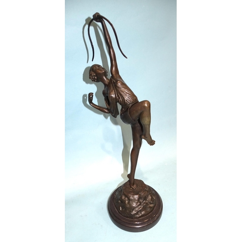 94 - After Pierre Le Faguays, a modern bronze figure of Diana, with bow pointed skywards, 49cm high.... 