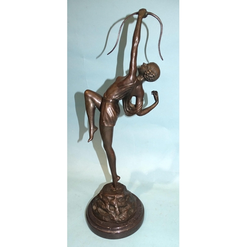 94 - After Pierre Le Faguays, a modern bronze figure of Diana, with bow pointed skywards, 49cm high.... 