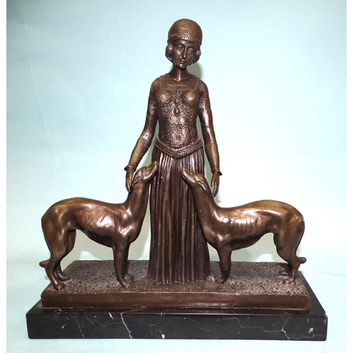 95 - After Chiparus, a reproduction bronze figure 'Friends Forever', 33cm high.