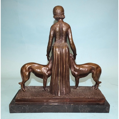 95 - After Chiparus, a reproduction bronze figure 'Friends Forever', 33cm high.