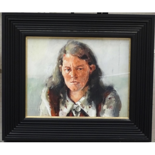 14 - Robert Oscar Lenkiewicz (1941-2002) JUNE WHITEHEAD, HEAD AND SHOULDERS PORTRAIT Oil on board, signed... 