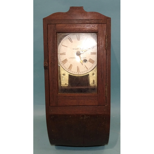 47 - A Victorian hanging clock, barometer and thermometer, with foliate cast-iron case, 65cm high, 25cm w... 