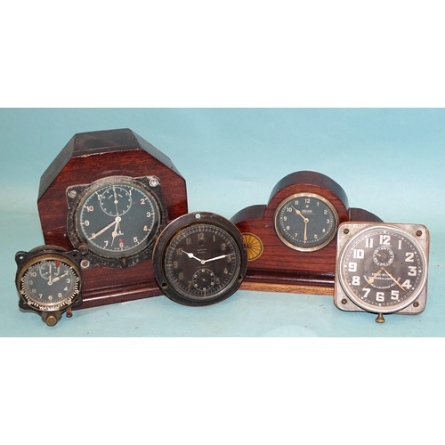 51 - A Favre-bulle military aviation clock with aluminium case, 8.5cm, (movement operating when wound), a... 