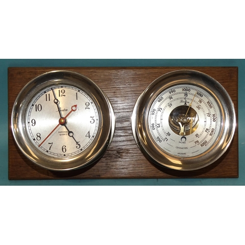 57 - A Chelsea Clock USA, Boston, ship strike quartz ship's clock and a matching aneroid barometer, each ... 