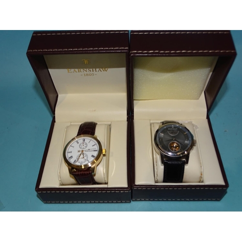 143 - An Earnshaw Automatic wristwatch, boxed with papers and another boxed Earnshaw wristwatch, ... 