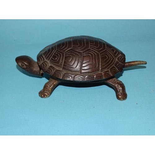 156 - An early/mis 20th century novelty metal desk bell in the form of a tortoise, impressed GSS to base, ... 