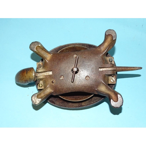 156 - An early/mis 20th century novelty metal desk bell in the form of a tortoise, impressed GSS to base, ... 