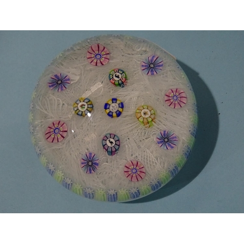 157 - A Perthshire spaced millefiori silhouette glass paperweight with P1978 date cane, approx 8cm diamete... 