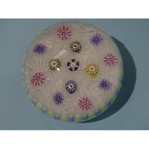 157 - A Perthshire spaced millefiori silhouette glass paperweight with P1978 date cane, approx 8cm diamete... 