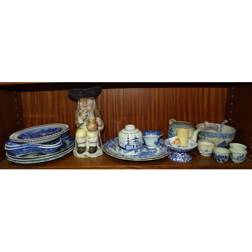 50 - Two 19th century blue and white transfer-printed salad dishes of quatrefoil shape decorated with chi... 