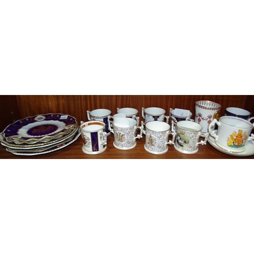 53 - A collection of Royal Crown Derby commemorative ware including eight two-handled loving cups and six... 